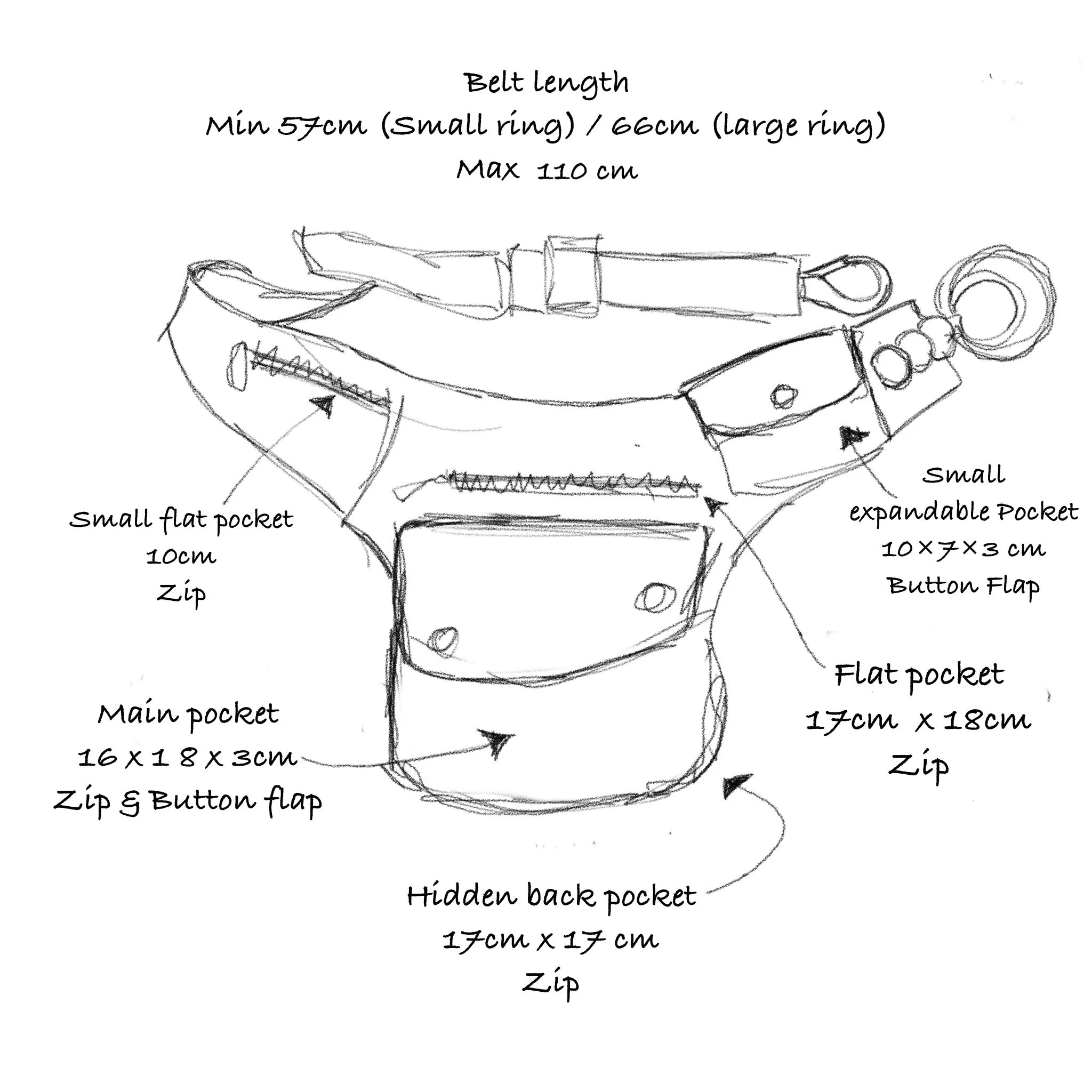 Left Handed Leather Hip Bag | Falcon Brown