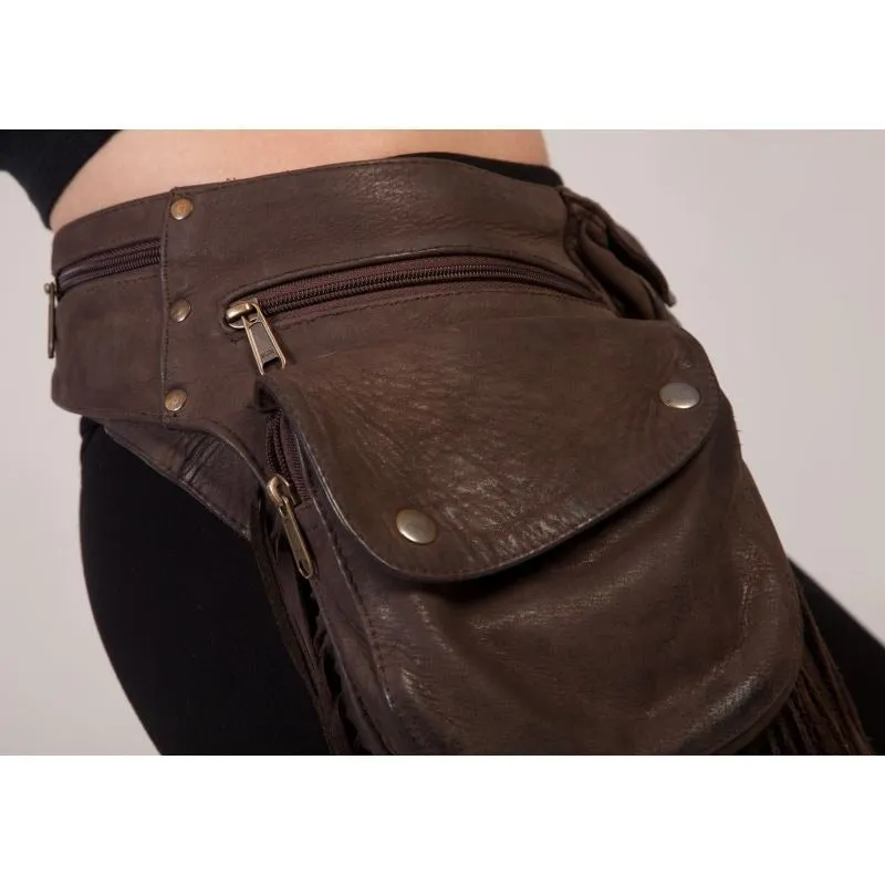Left Handed Leather Hip Bag | Falcon Brown