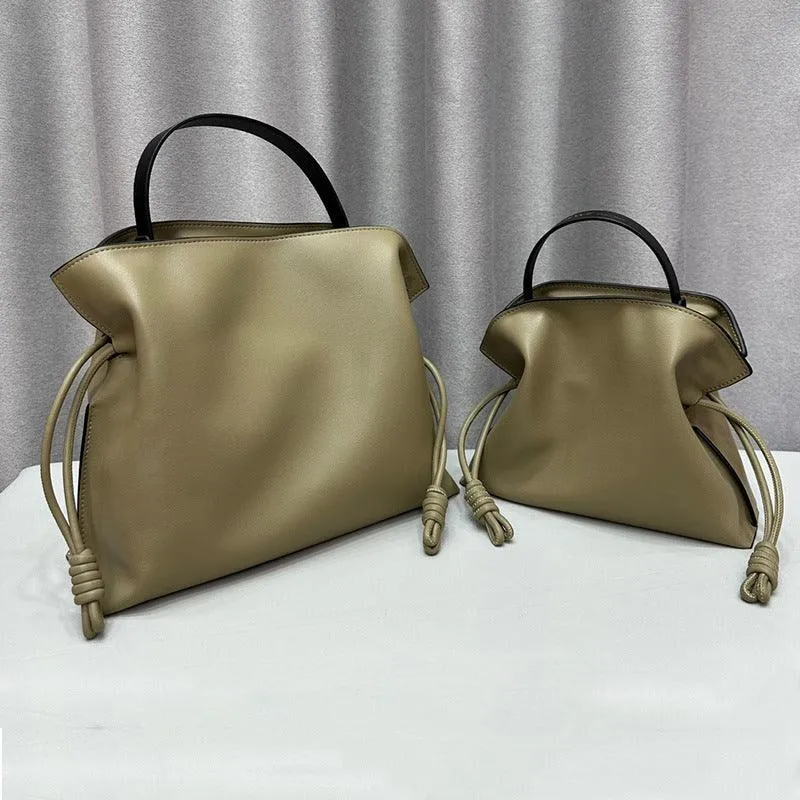 Luxurious Minimalist Soft Calfskin Bucket Bag | Shoulder Bag and Crossbody Bag for Women with Drawstring Closure