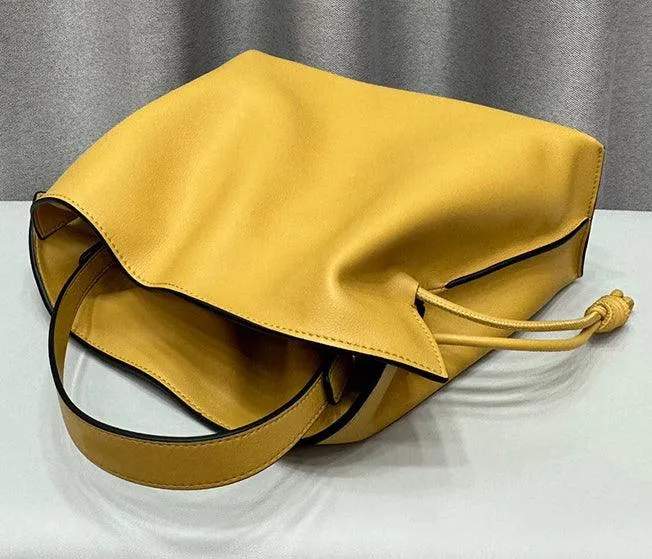 Luxurious Minimalist Soft Calfskin Bucket Bag | Shoulder Bag and Crossbody Bag for Women with Drawstring Closure