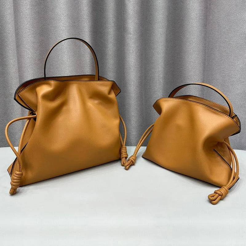 Luxurious Minimalist Soft Calfskin Bucket Bag | Shoulder Bag and Crossbody Bag for Women with Drawstring Closure