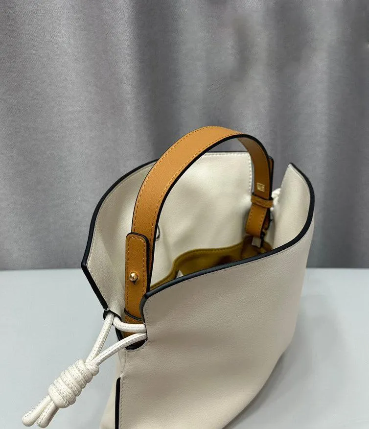 Luxurious Minimalist Soft Calfskin Bucket Bag | Shoulder Bag and Crossbody Bag for Women with Drawstring Closure