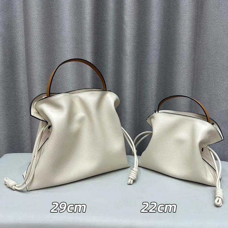 Luxurious Minimalist Soft Calfskin Bucket Bag | Shoulder Bag and Crossbody Bag for Women with Drawstring Closure