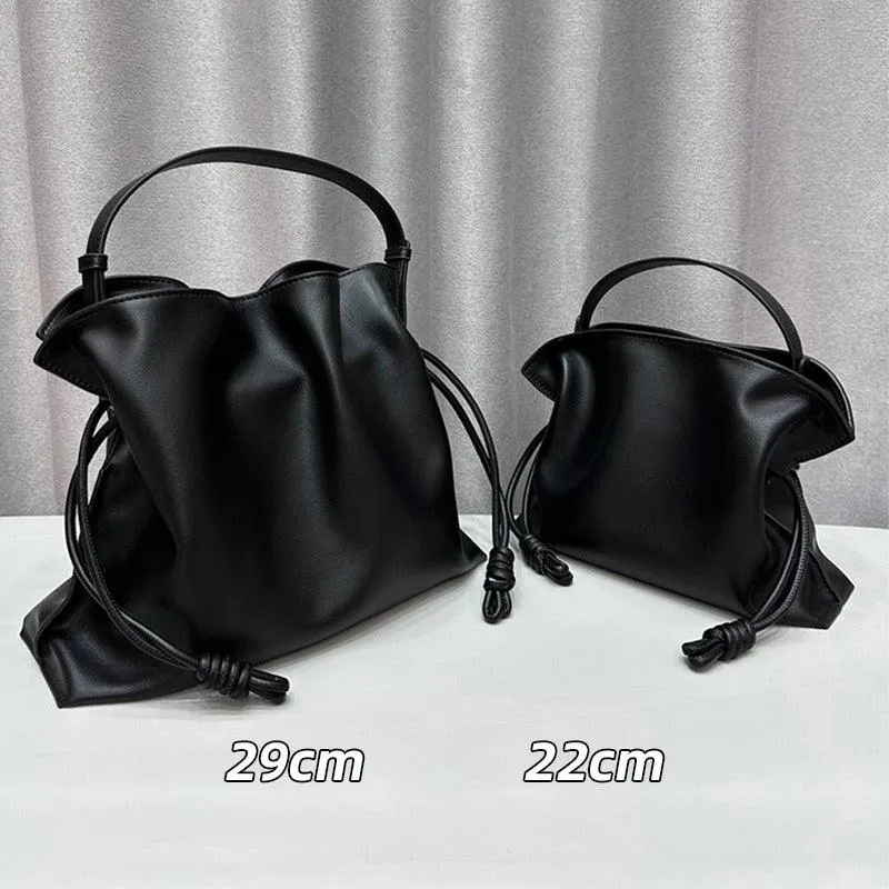Luxurious Minimalist Soft Calfskin Bucket Bag | Shoulder Bag and Crossbody Bag for Women with Drawstring Closure