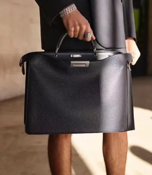 Luxury Togo Leather Structured Brief Tote, Unisex Shoulder Bag & Handbag, Laptop Bag