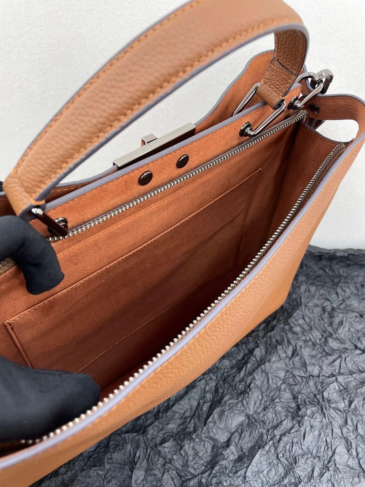 Luxury Togo Leather Structured Brief Tote, Unisex Shoulder Bag & Handbag, Laptop Bag