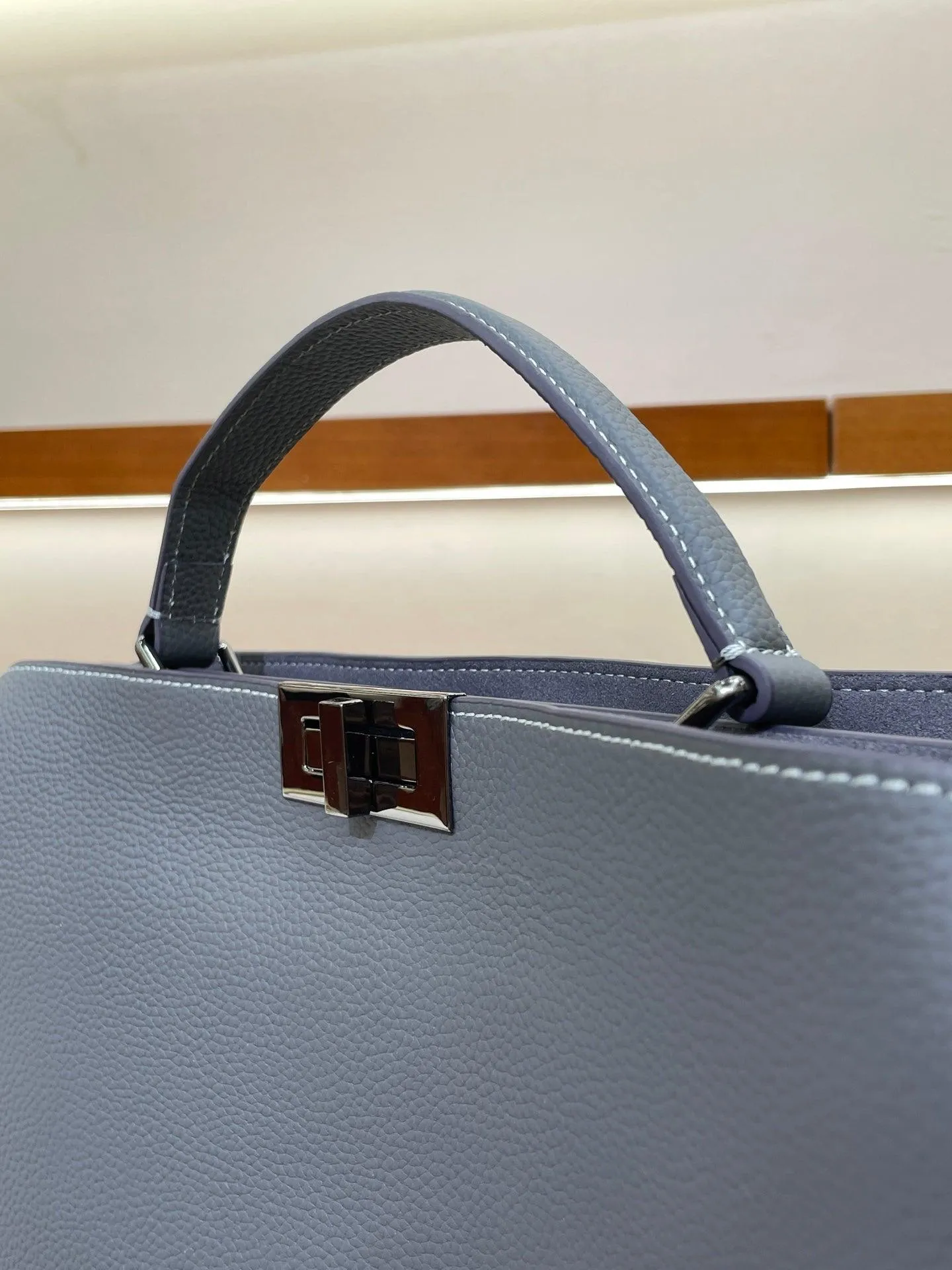 Luxury Togo Leather Structured Brief Tote, Unisex Shoulder Bag & Handbag, Laptop Bag
