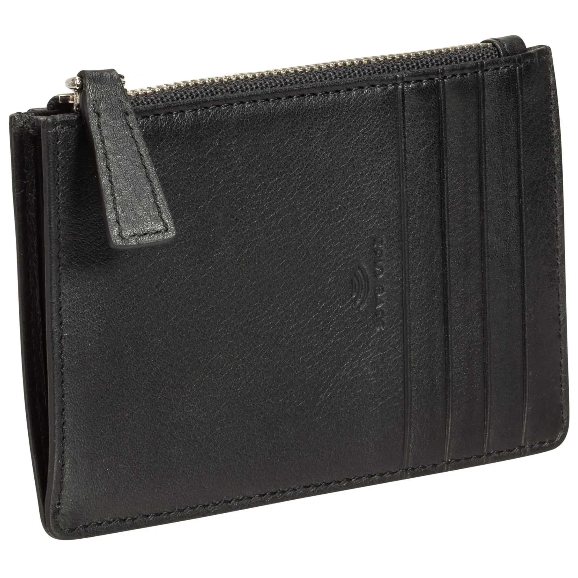 Mancini Basket Weave RFID Secure Card Case and Coin Pocket