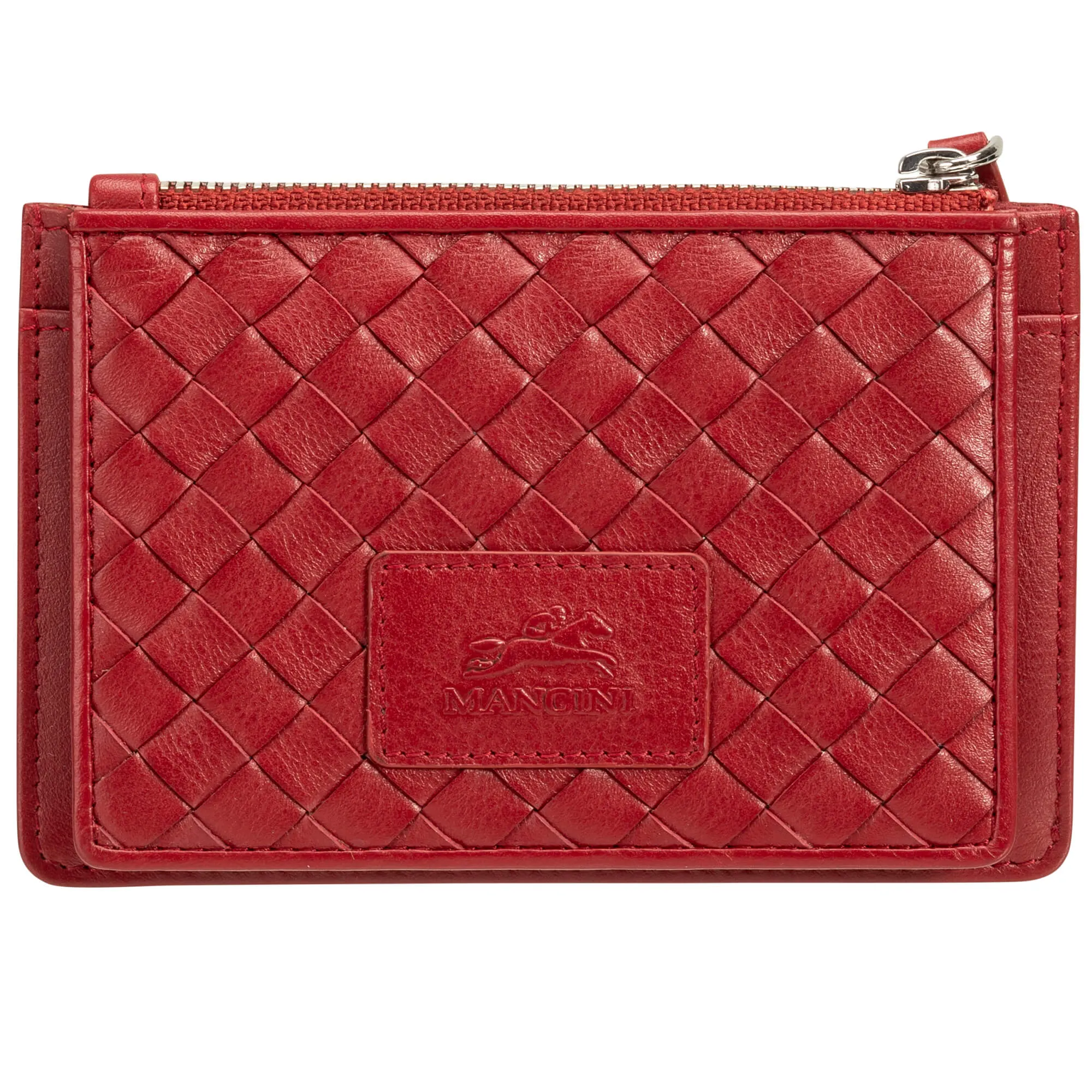 Mancini Basket Weave RFID Secure Card Case and Coin Pocket