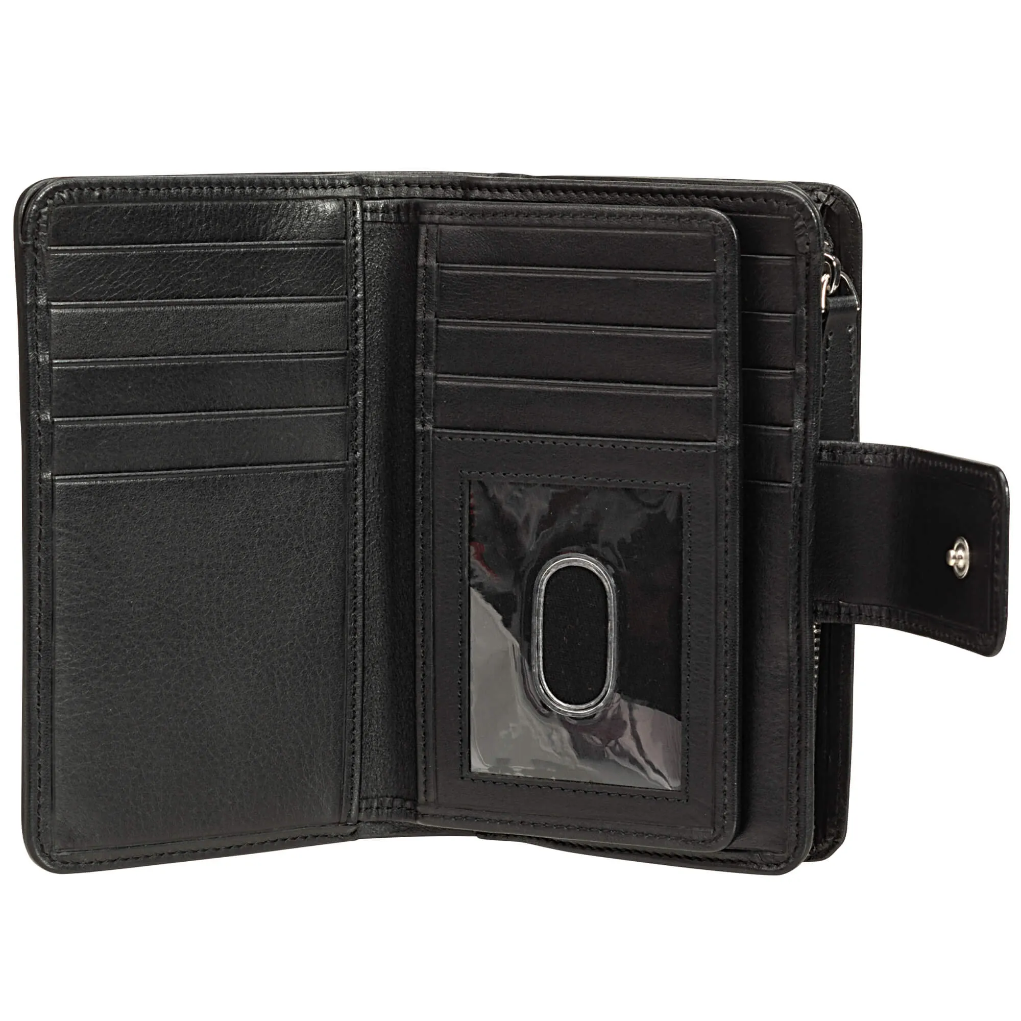 Mancini Basket Weave RFID Secure Medium Clutch Wallet