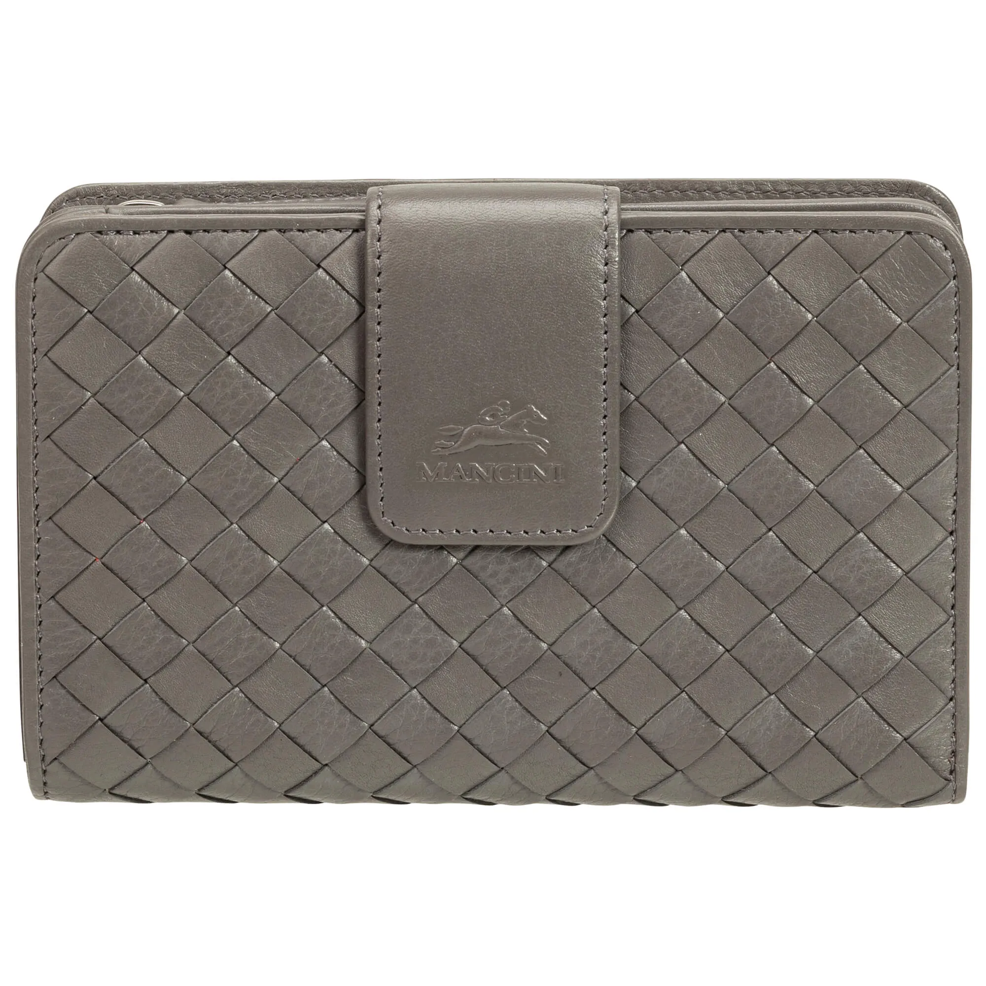 Mancini Basket Weave RFID Secure Medium Clutch Wallet