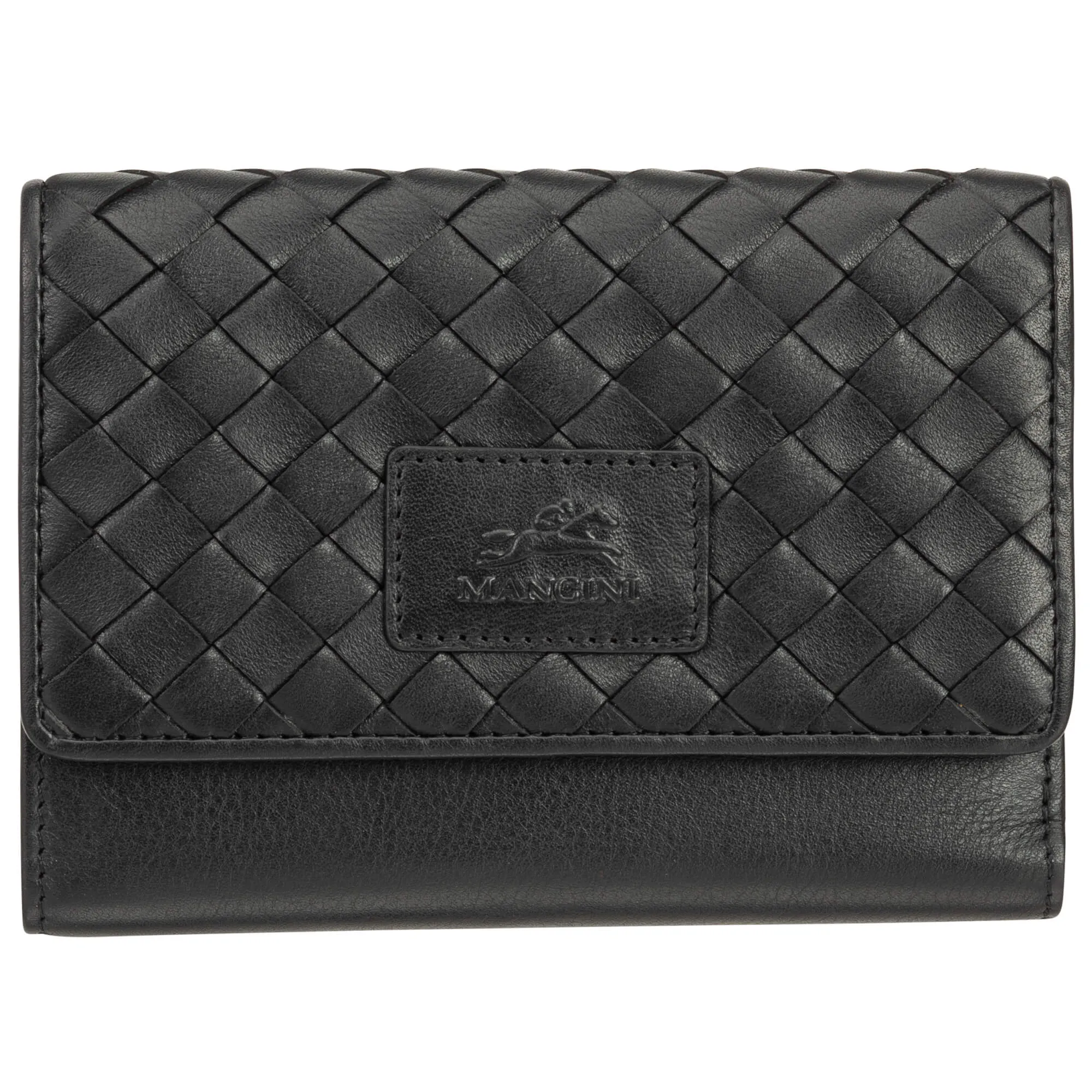 Mancini Basket Weave RFID Secure Medium Clutch Wallet