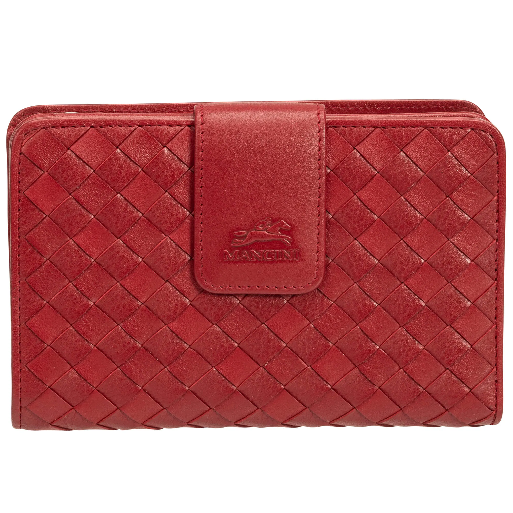 Mancini Basket Weave RFID Secure Medium Clutch Wallet