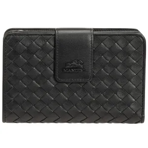 Mancini Basket Weave RFID Secure Medium Clutch Wallet