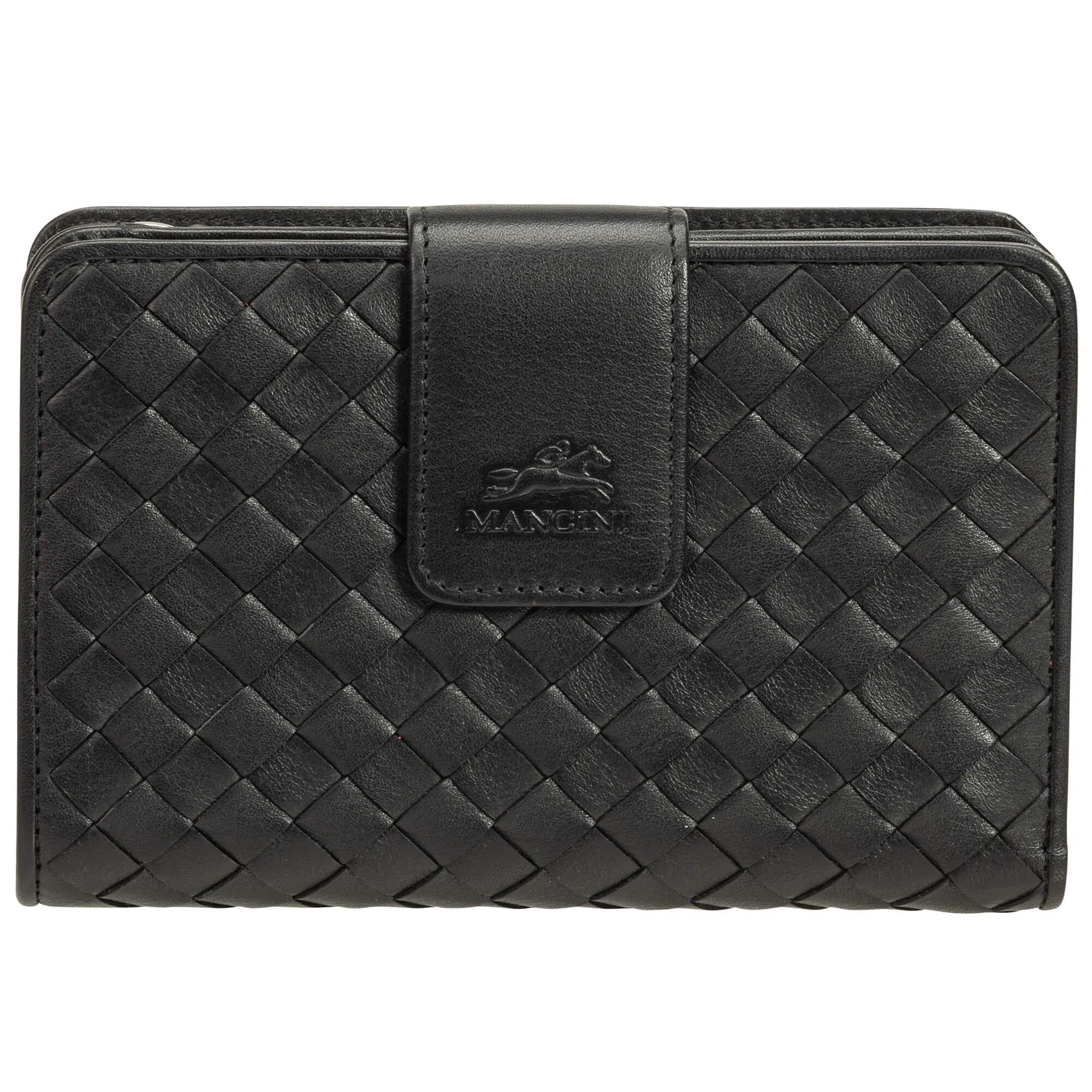 Mancini Basket Weave RFID Secure Medium Clutch Wallet