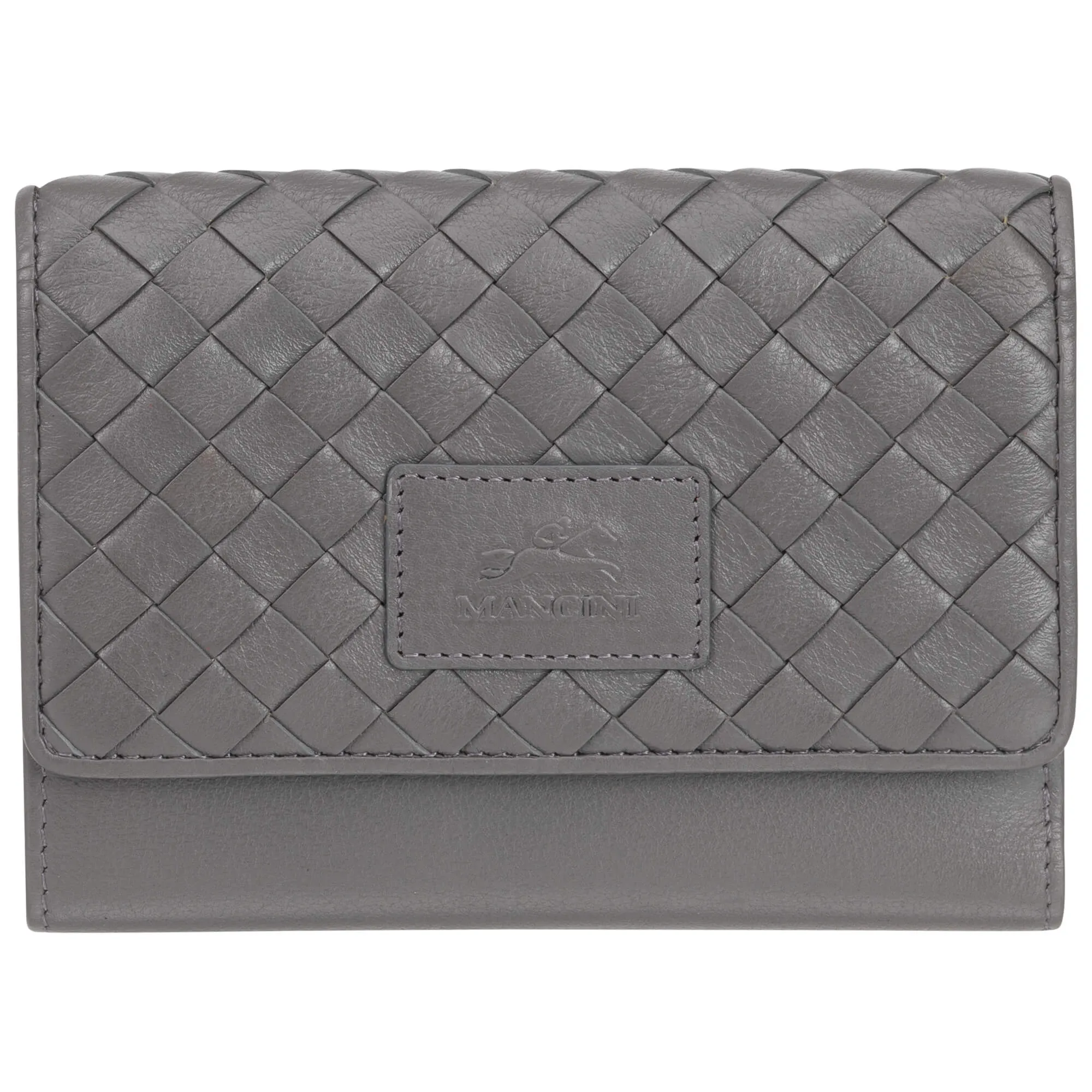 Mancini Basket Weave RFID Secure Medium Clutch Wallet