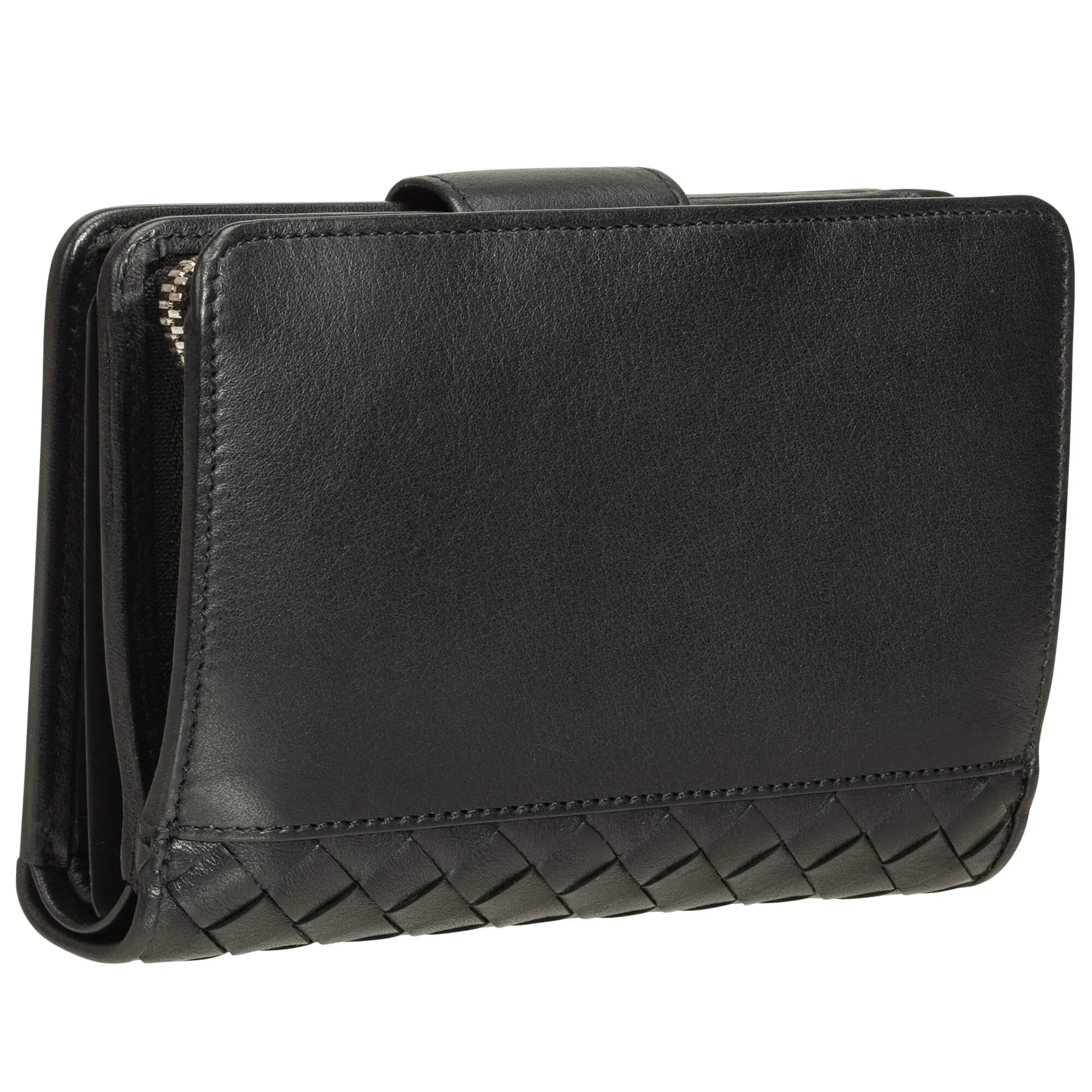 Mancini Basket Weave RFID Secure Medium Clutch Wallet