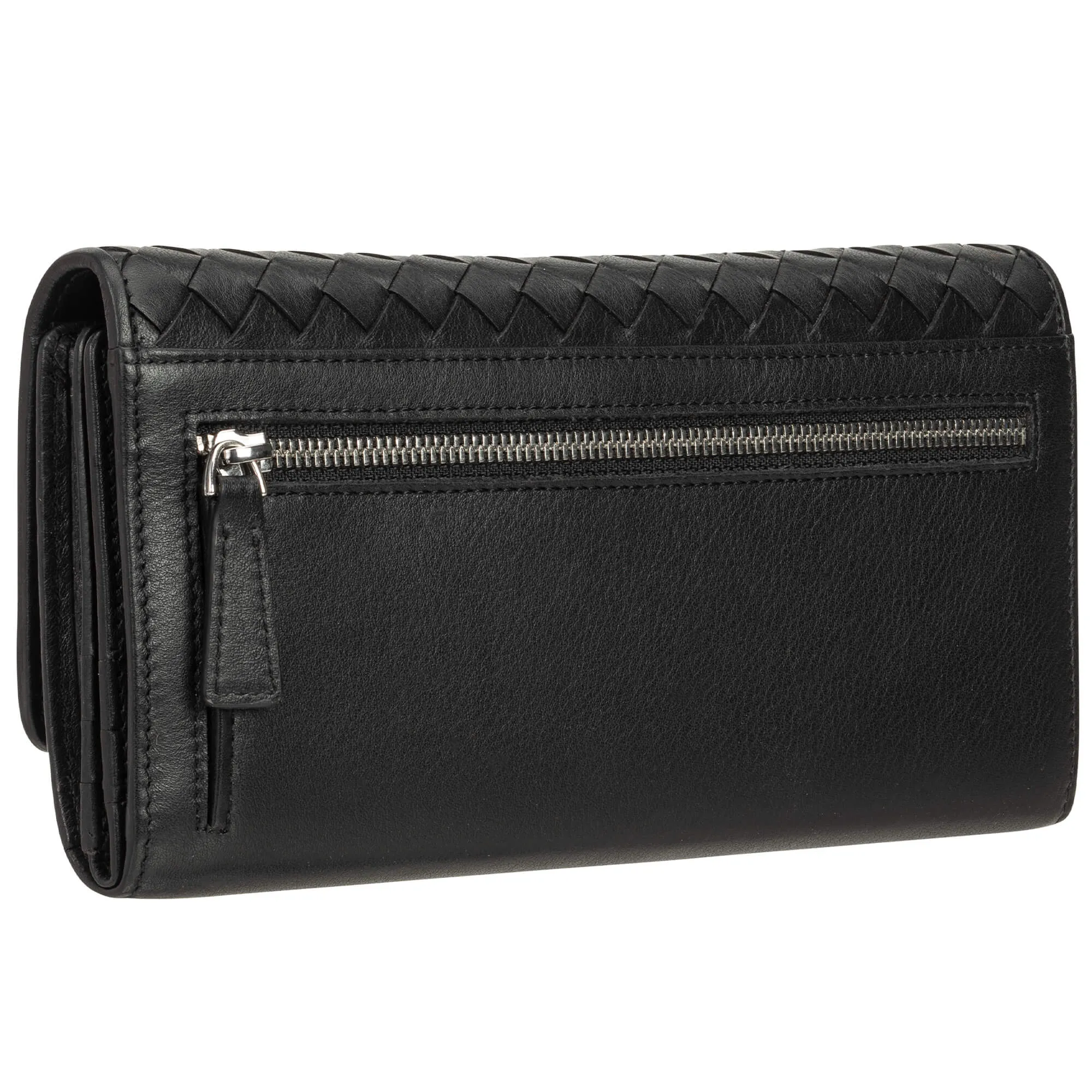 Mancini Basket Weave RFID Secure Quadruple Fold Wallet