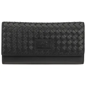 Mancini Basket Weave RFID Secure Quadruple Fold Wallet