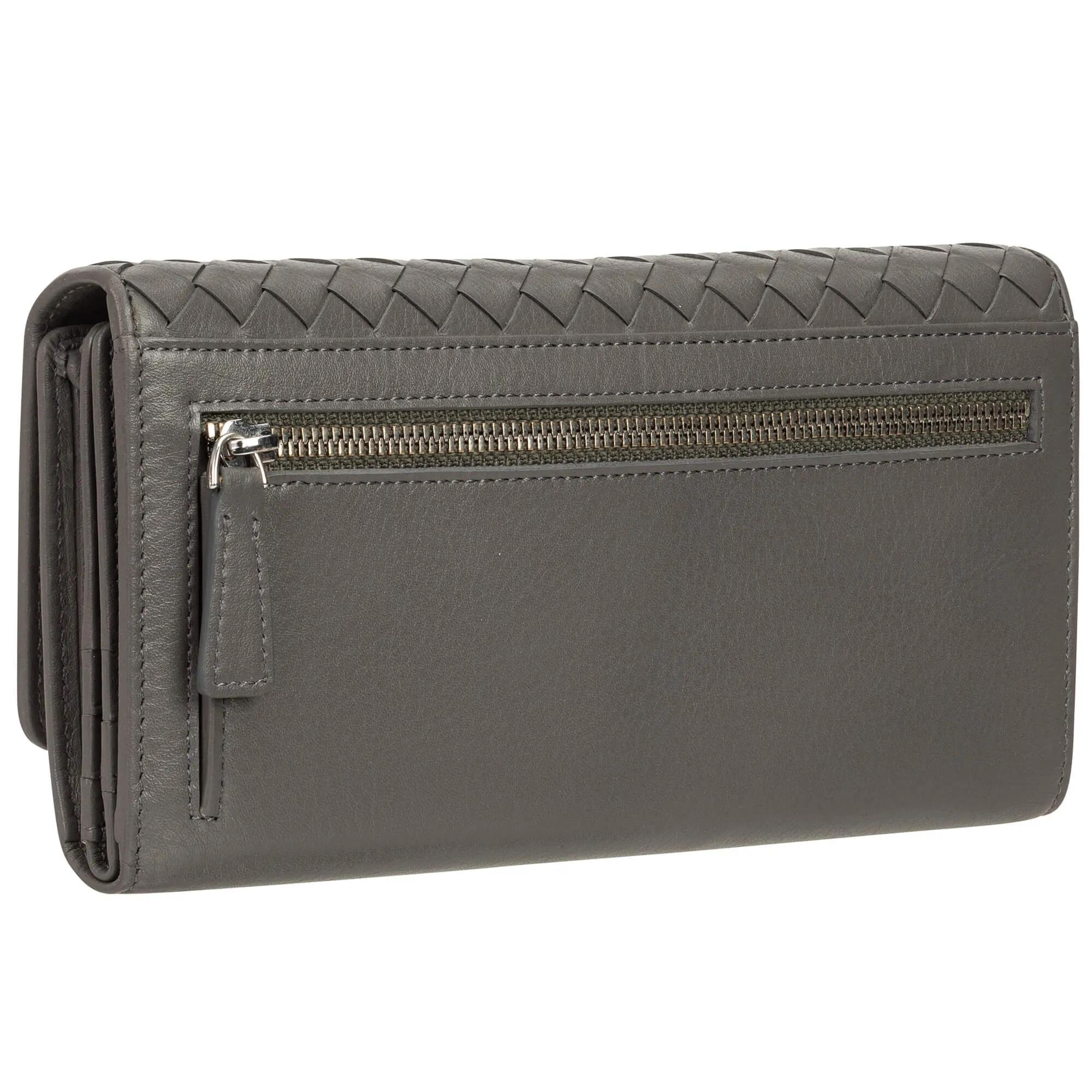 Mancini Basket Weave RFID Secure Quadruple Fold Wallet