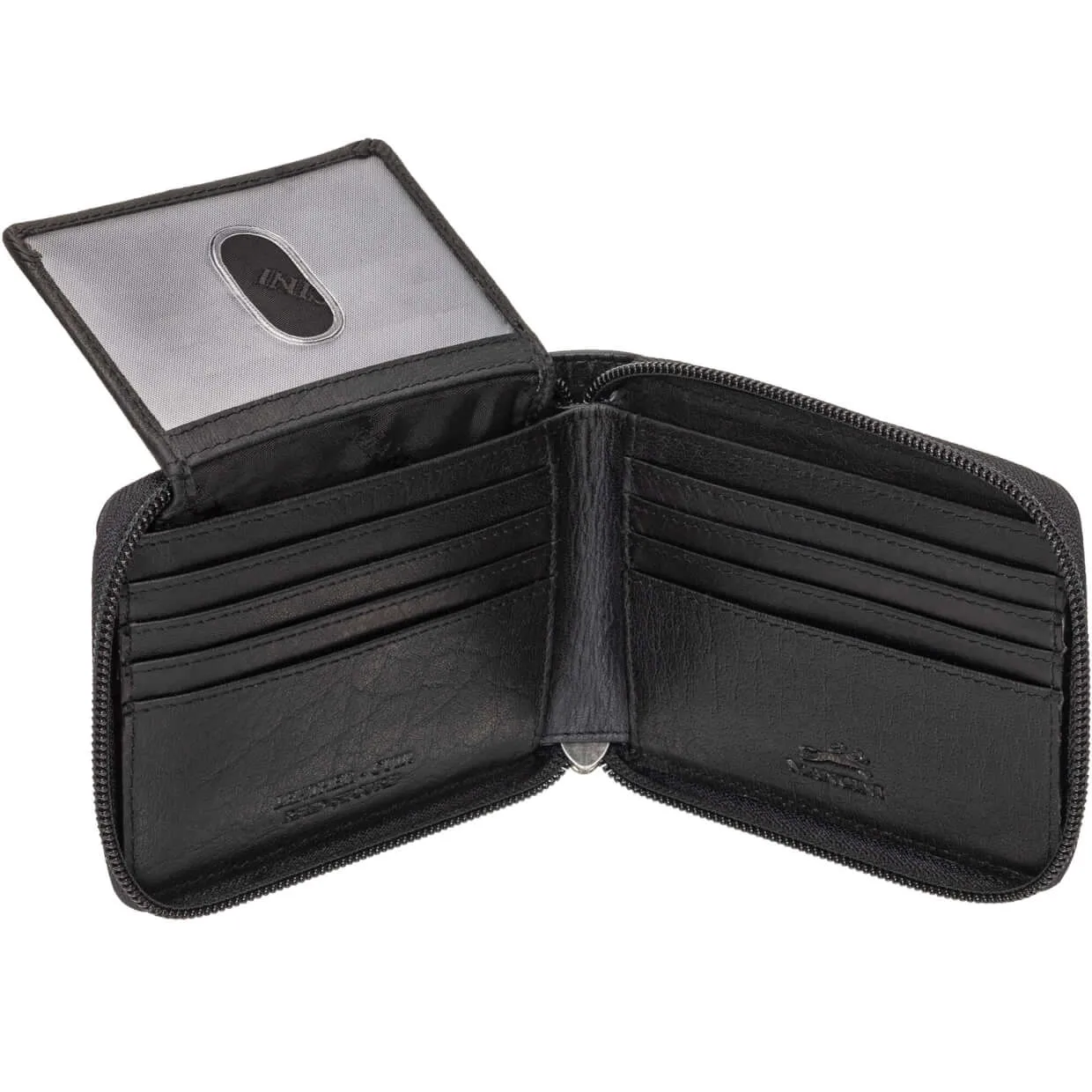 Mancini Buffalo RFID Secure Zippered Billfold with Removable Passcase