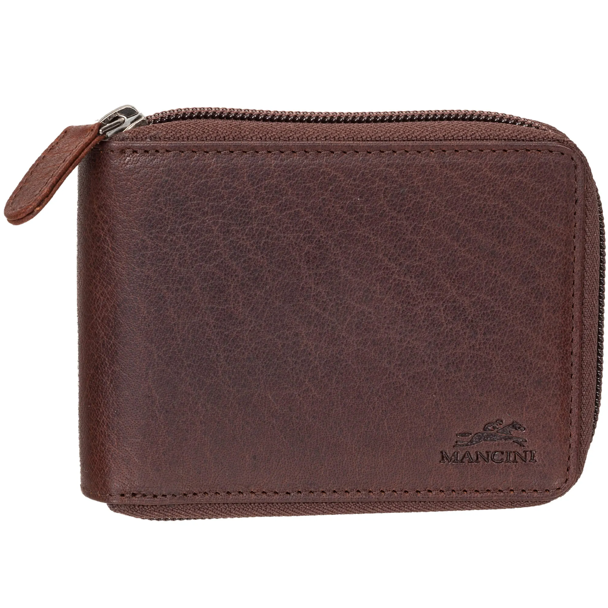 Mancini Buffalo RFID Secure Zippered Billfold with Removable Passcase