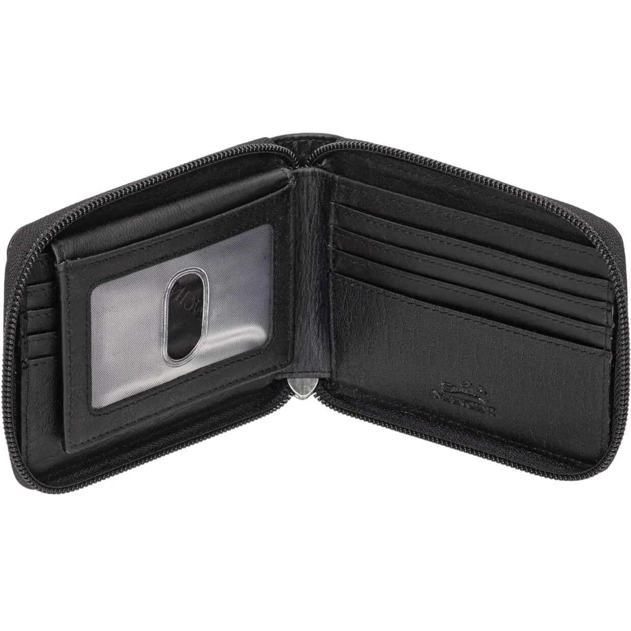 Mancini Buffalo RFID Secure Zippered Billfold with Removable Passcase