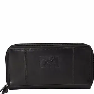 Mancini Casablanca Ladies Double Zipper Clutch Wallet Black