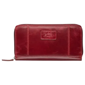 Mancini Casablanca Ladies Double Zipper Clutch Wallet Red