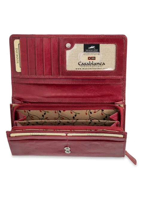 Mancini Casablanca Ladies' RFID Secure Medium Clutch Wallet