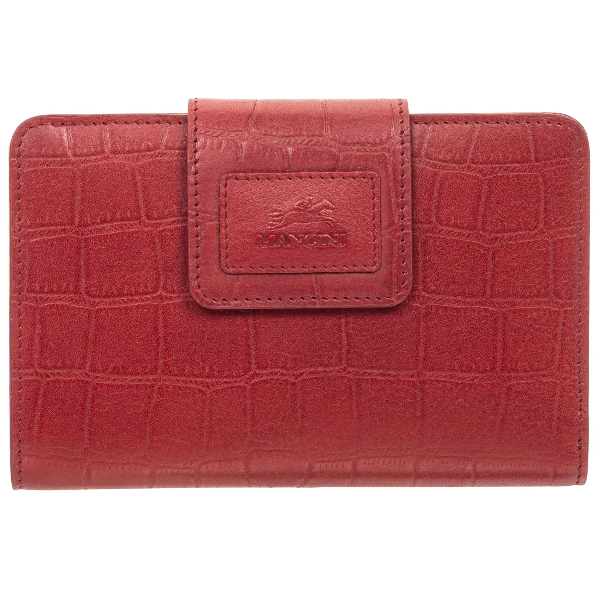 Mancini Croco RFID Secure Medium Clutch Wallet
