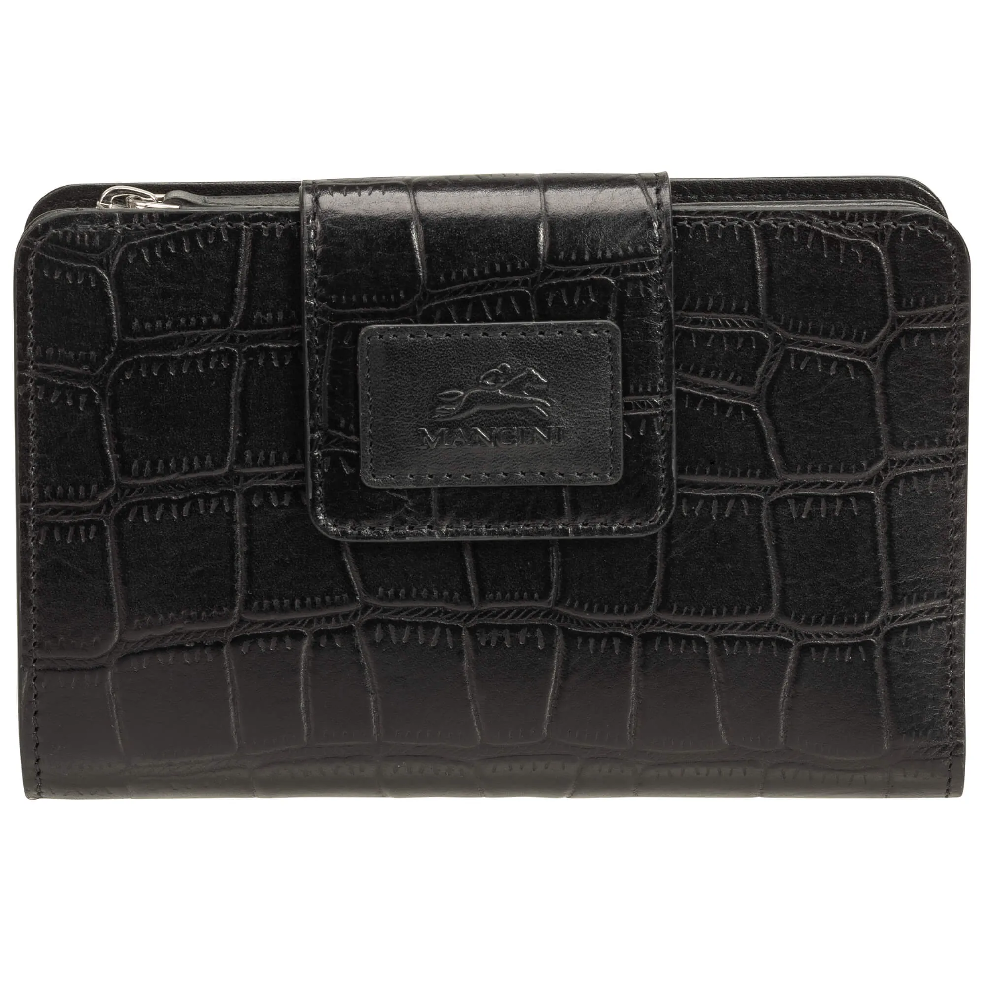 Mancini Croco RFID Secure Medium Clutch Wallet