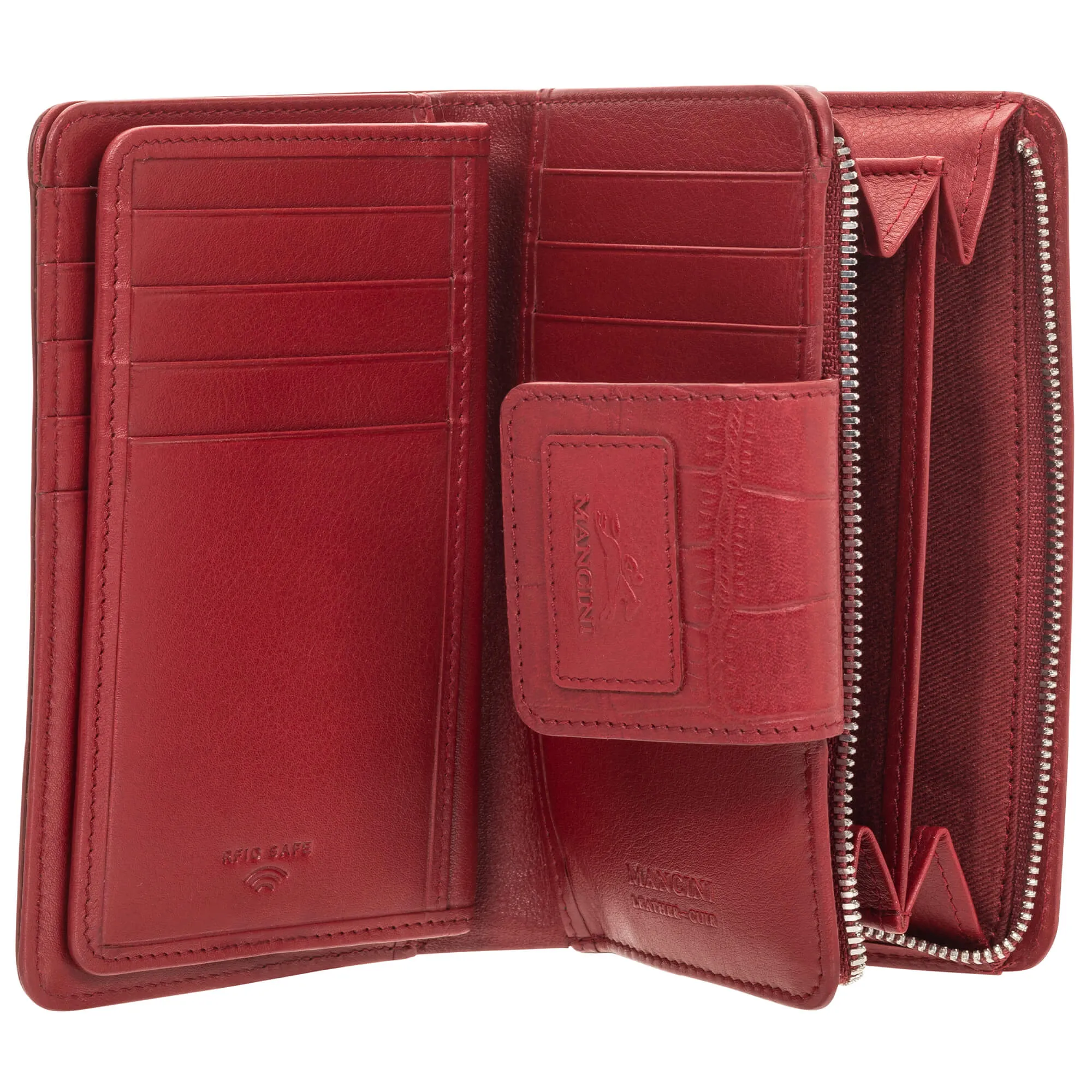 Mancini Croco RFID Secure Medium Clutch Wallet