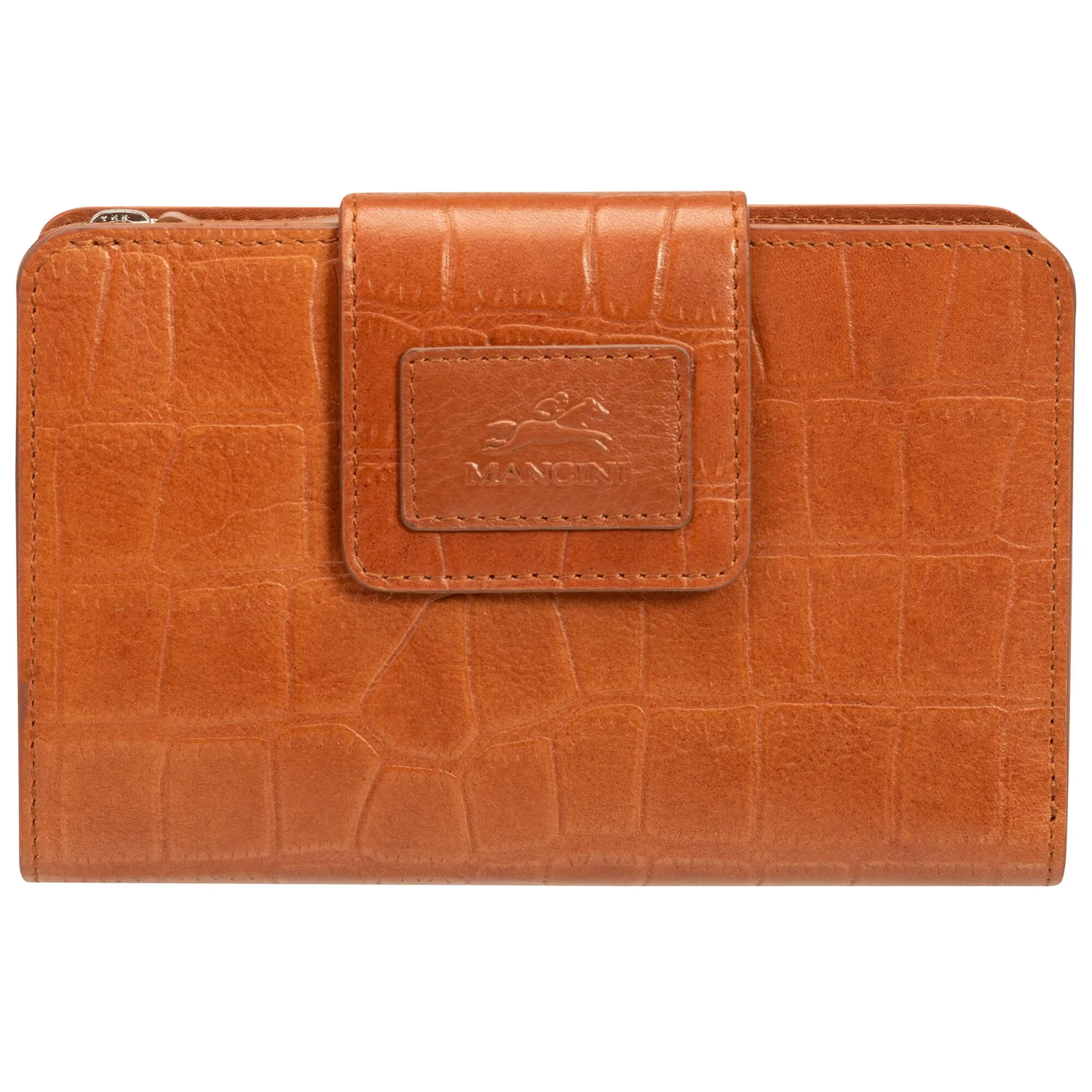 Mancini Croco RFID Secure Medium Clutch Wallet