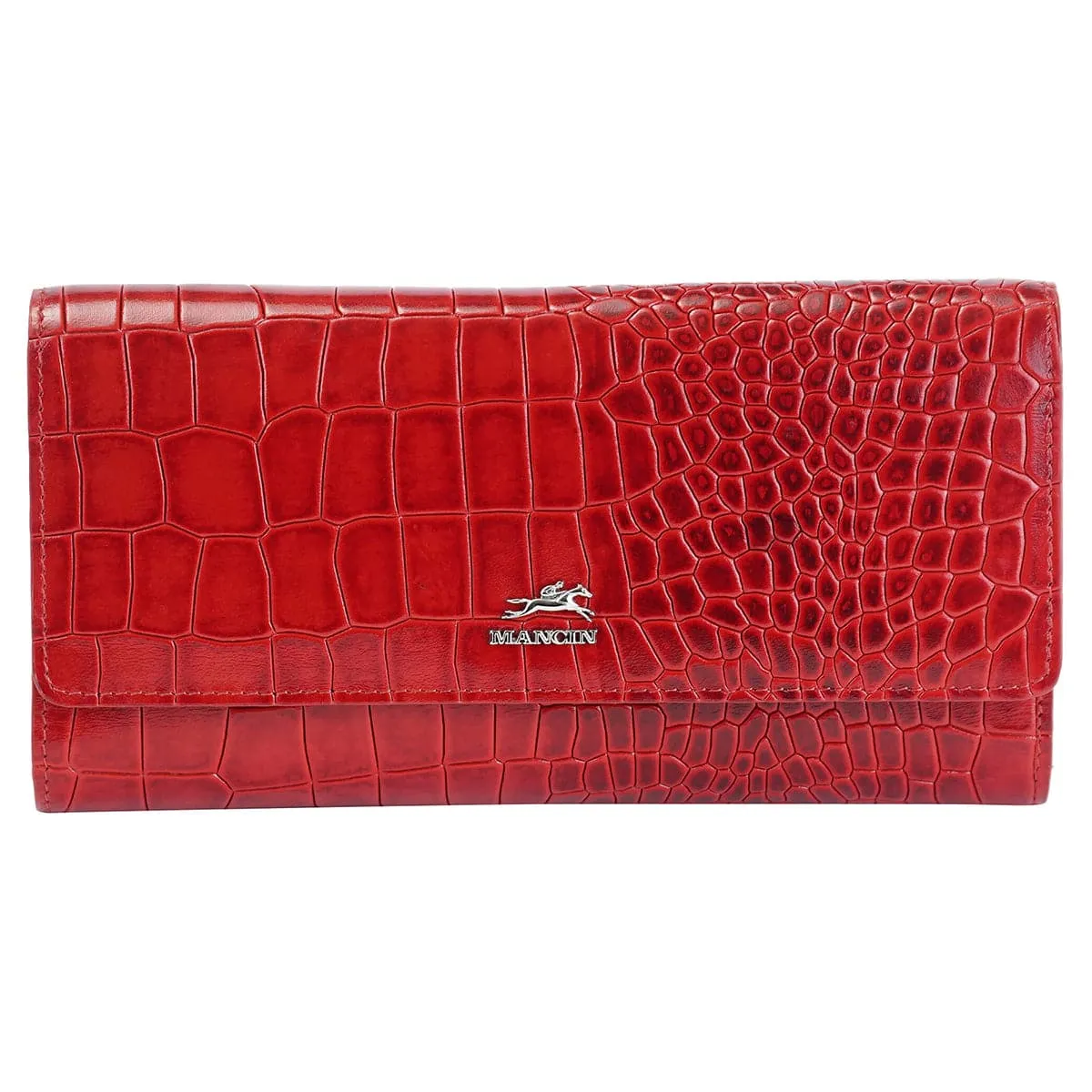 Mancini Croco2 Women's Quad Fold Wallet with Enhanced RFID Security