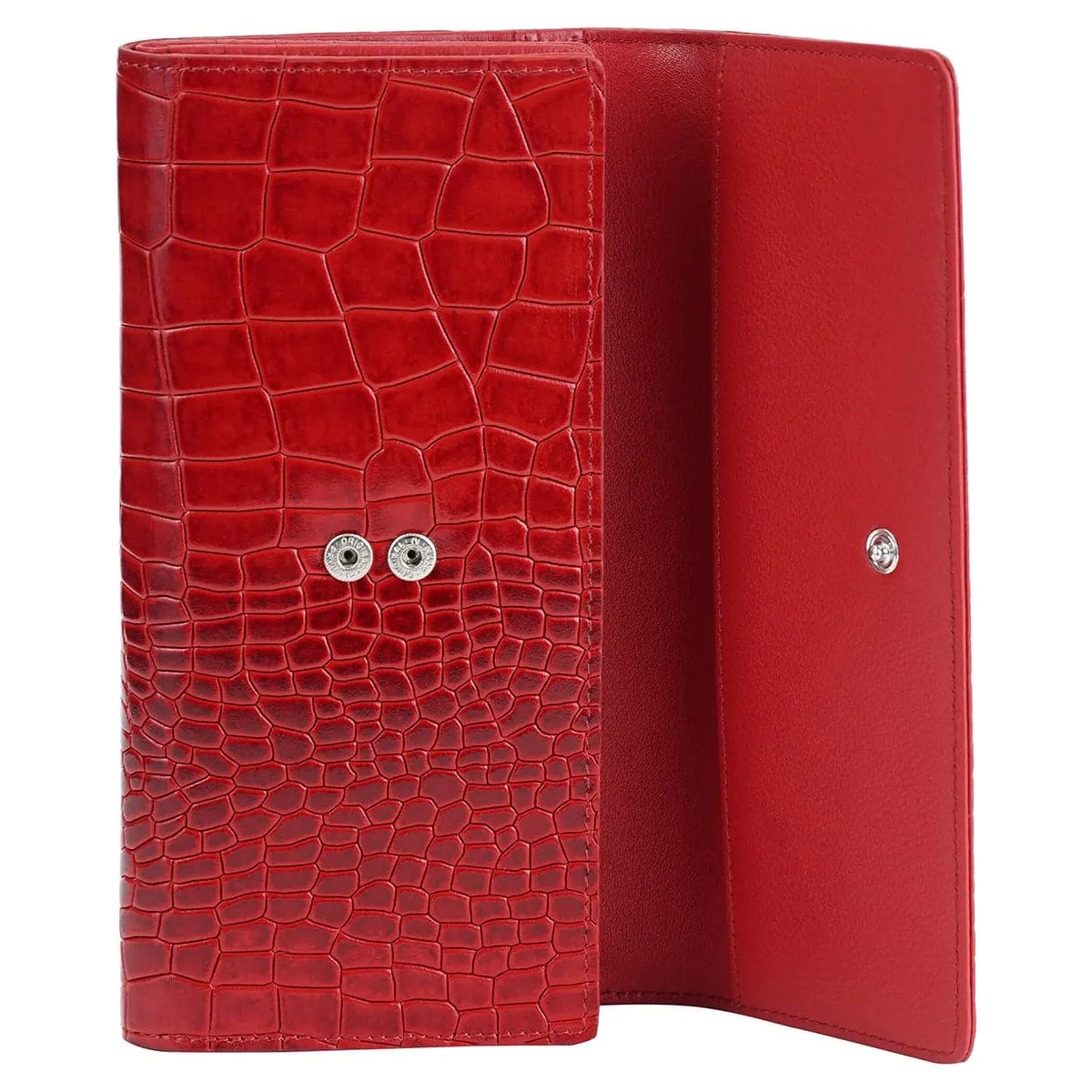 Mancini Croco2 Women's Quad Fold Wallet with Enhanced RFID Security