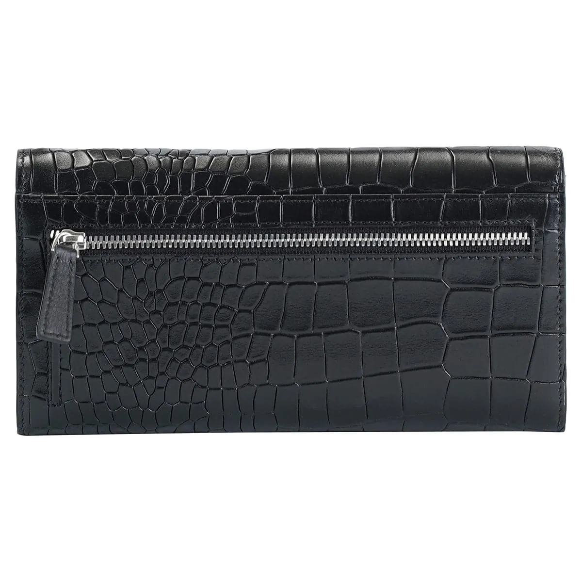 Mancini Croco2 Women's Quad Fold Wallet with Enhanced RFID Security