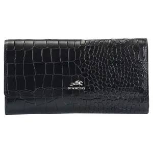 Mancini Croco2 Women's Quad Fold Wallet with Enhanced RFID Security