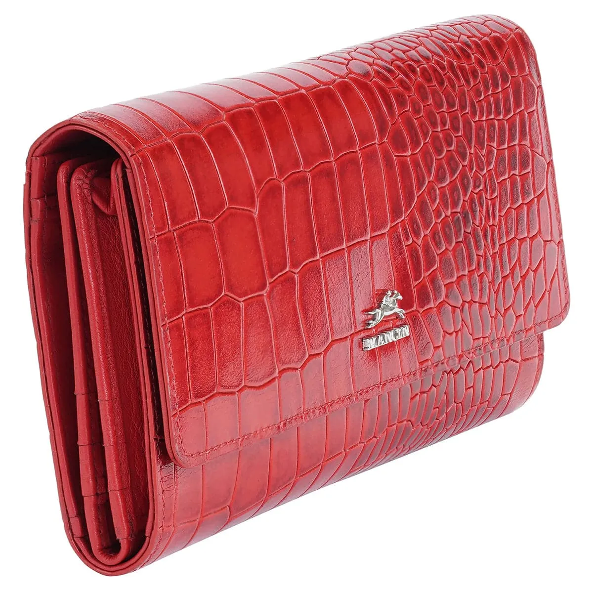 Mancini Croco2 Women's Quad Fold Wallet with Enhanced RFID Security