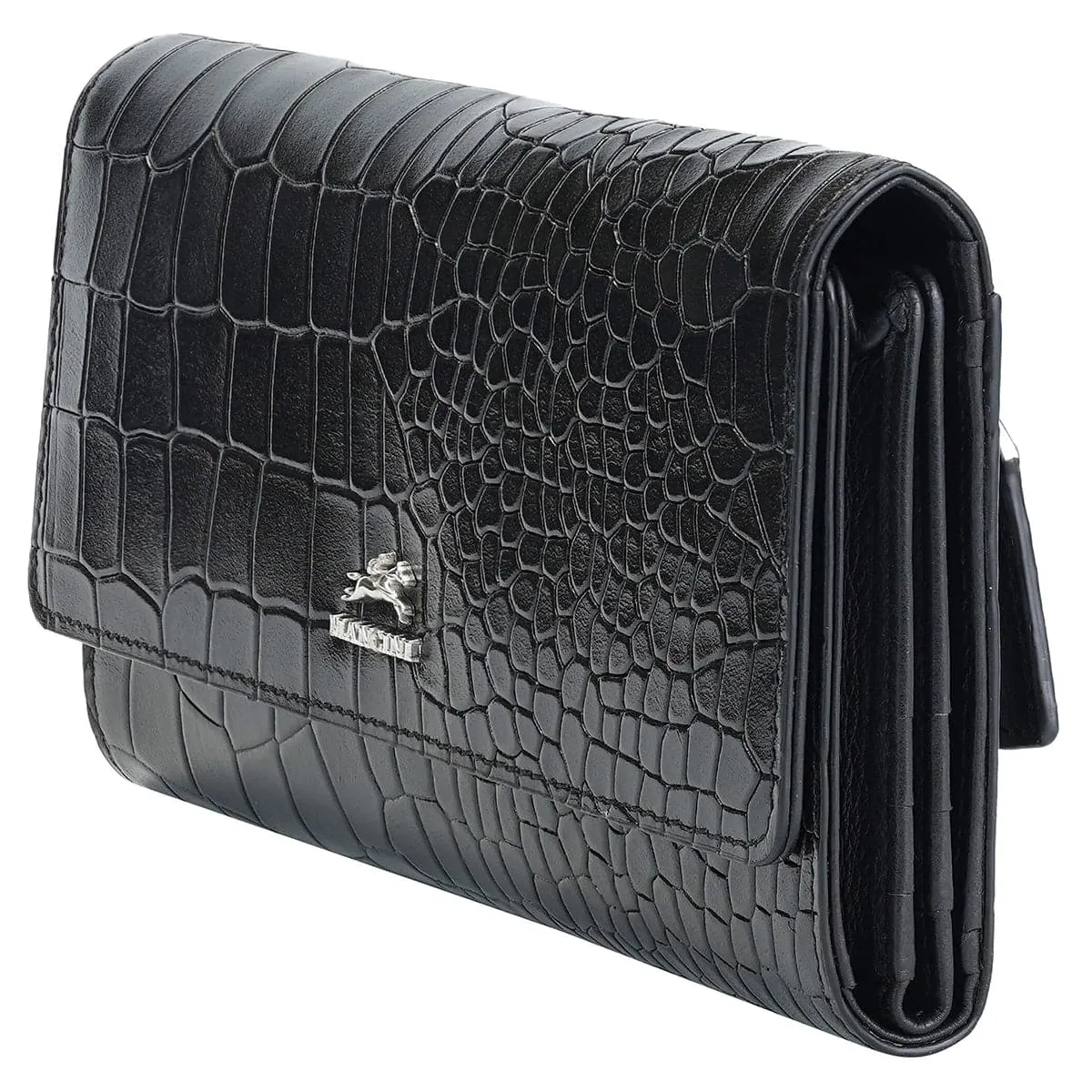Mancini Croco2 Women's Quad Fold Wallet with Enhanced RFID Security