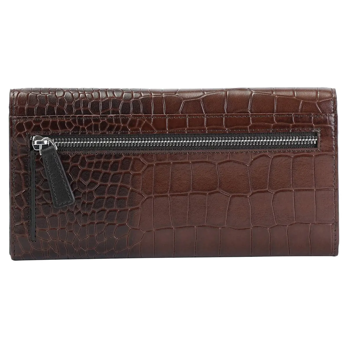 Mancini Croco2 Women's Quad Fold Wallet with Enhanced RFID Security