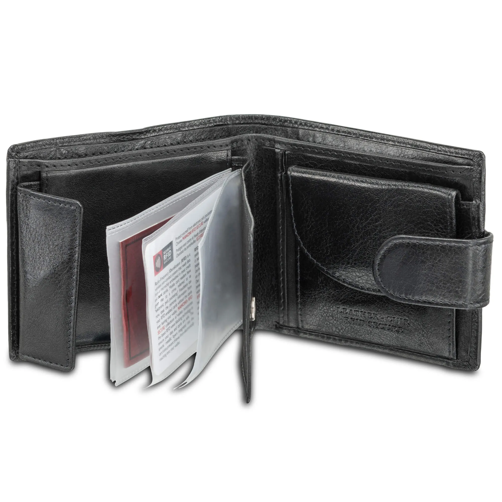 Mancini Deluxe Men's RFID Secure Wallet with Coin Pocket