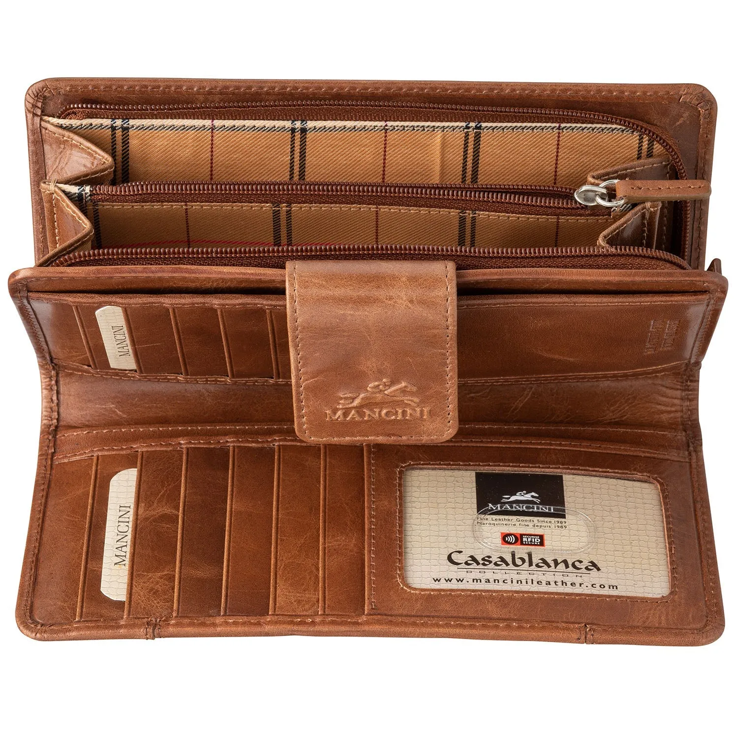 Mancini Ladies' RFID Secure Clutch Wallet