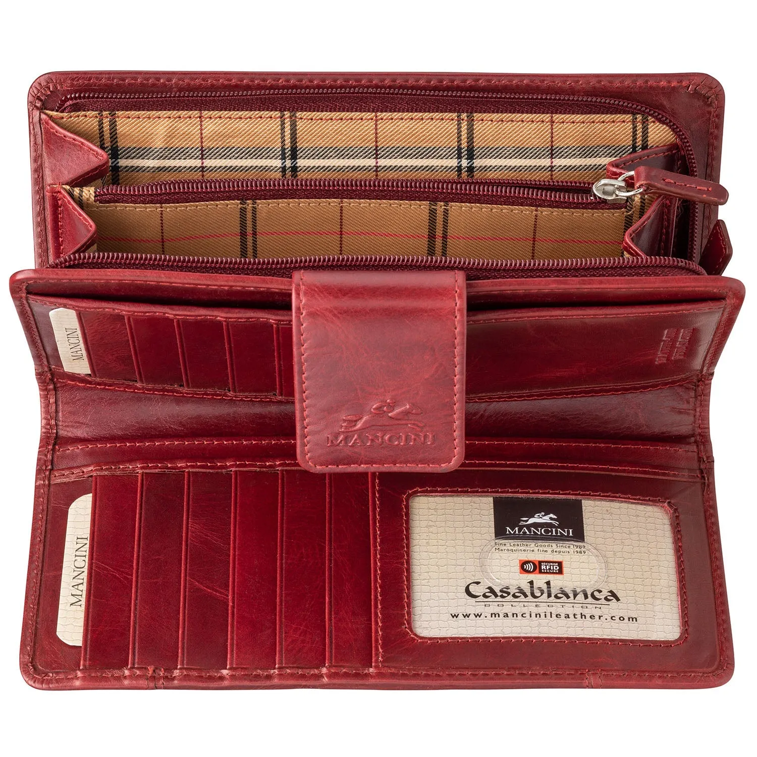 Mancini Ladies' RFID Secure Clutch Wallet