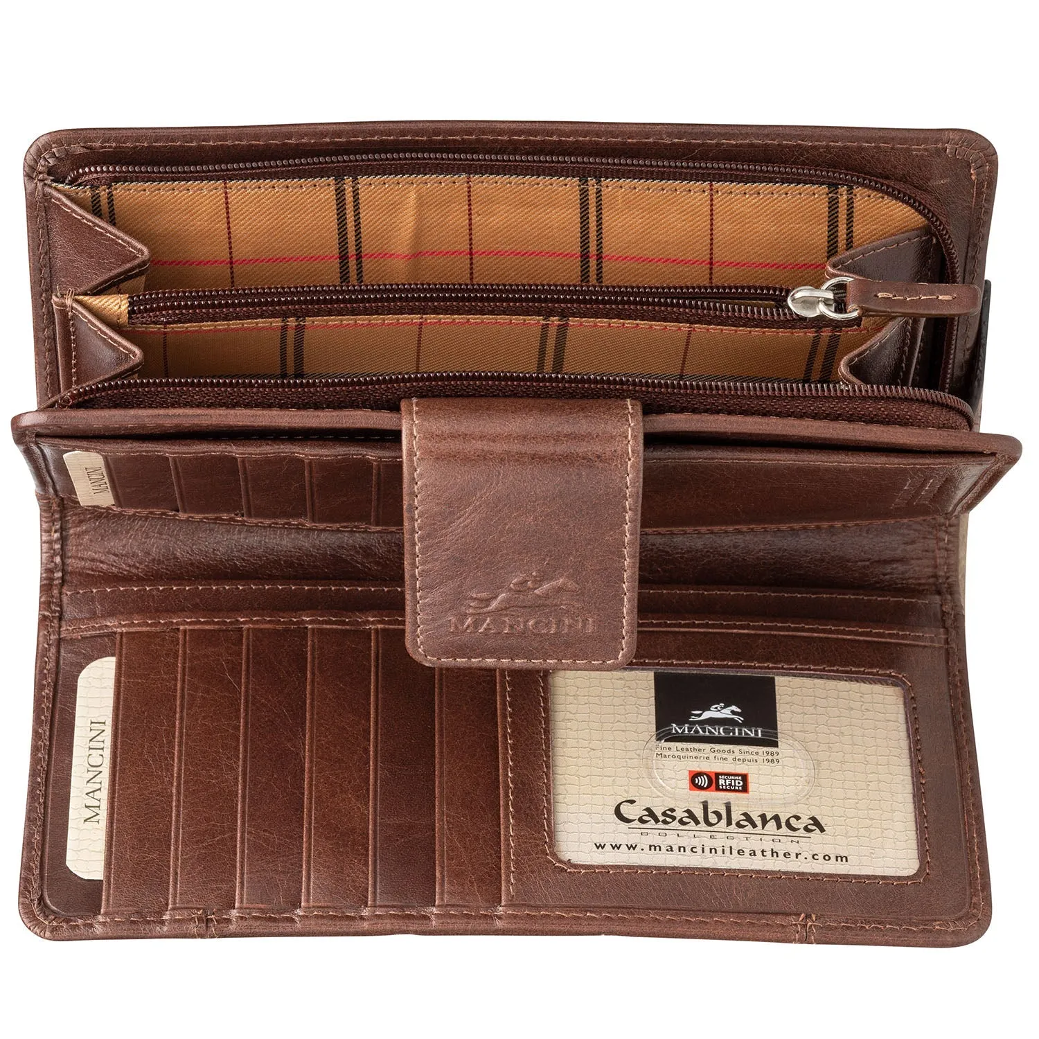 Mancini Ladies' RFID Secure Clutch Wallet
