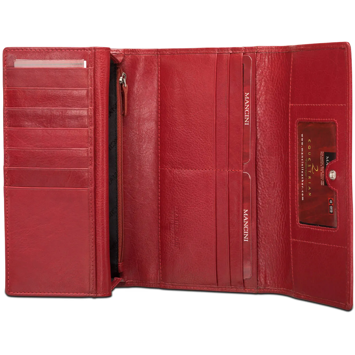 Mancini Ladies' RFID Secure Trifold Checkbook Wallet