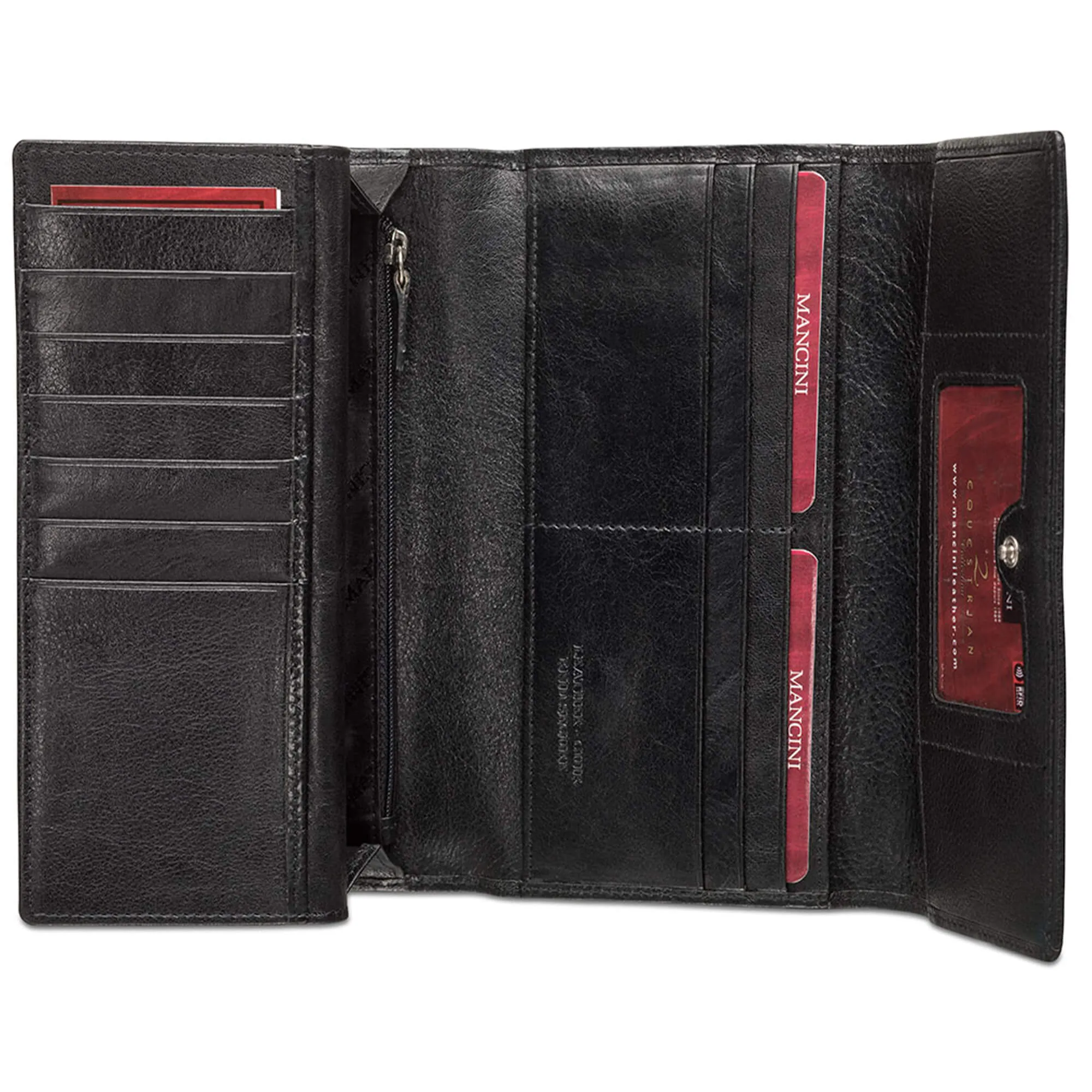 Mancini Ladies' RFID Secure Trifold Checkbook Wallet
