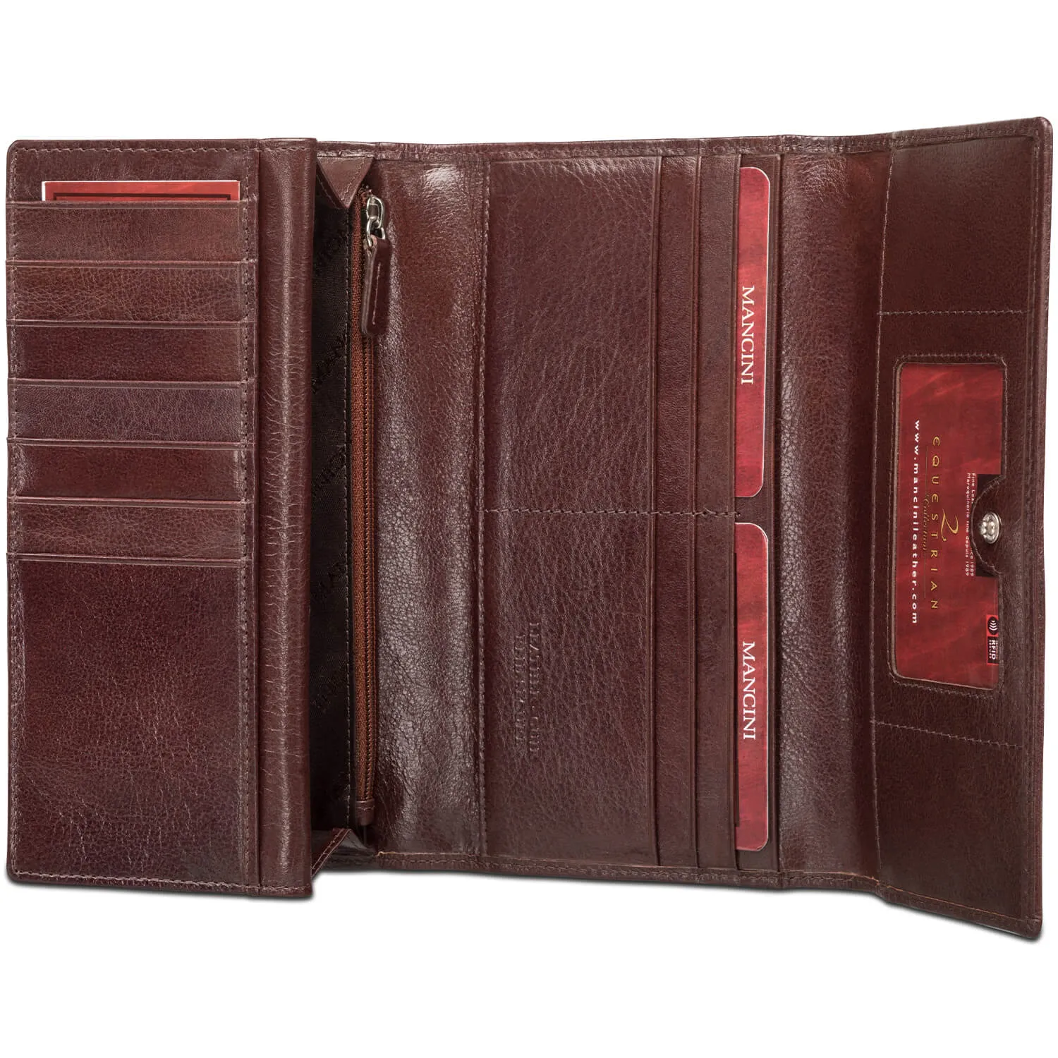 Mancini Ladies' RFID Secure Trifold Checkbook Wallet