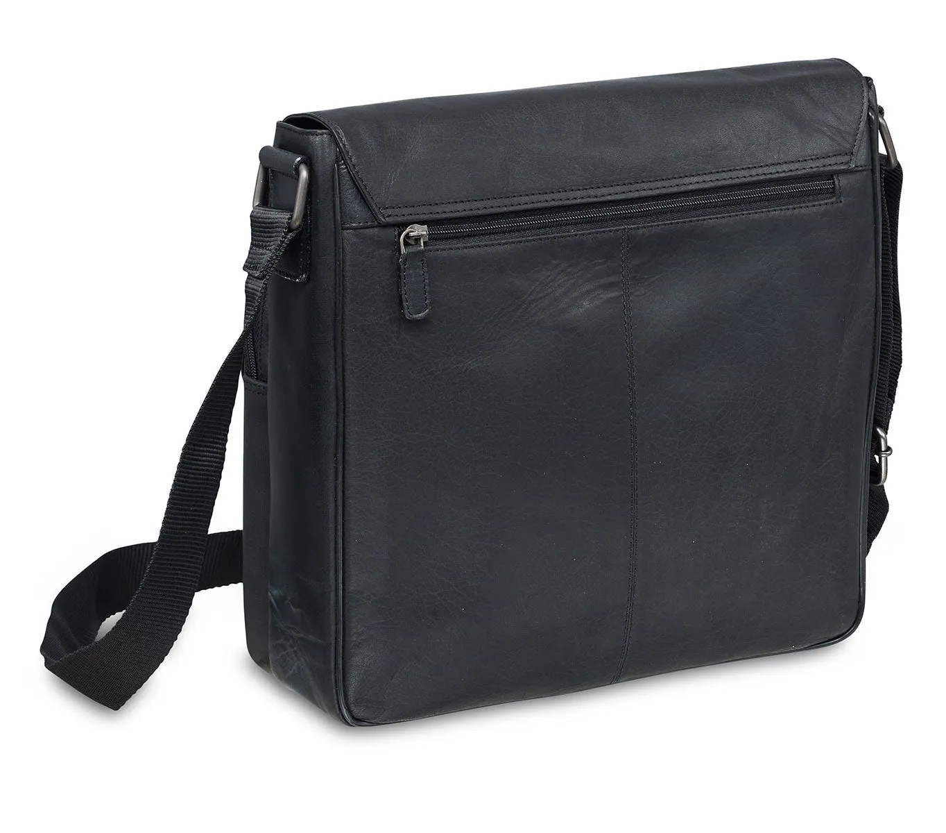 Mancini Leather Crossover Bag for 12" Laptop / Tablet with RFID Secure Pocket, 12" x 3" x 12", Black