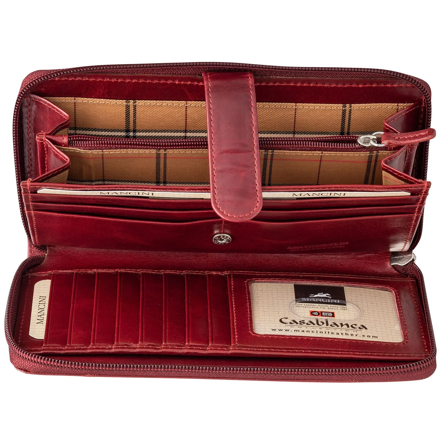 Mancini Leather Ladies Clutch Wallet